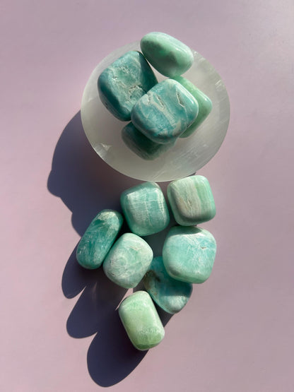 Blue Calcite Polished Crystal Tumbled Stone Calm Sky Blue Decorative Accent home  Bathroom display gift Baby shower gift Bridesmaid Gift
