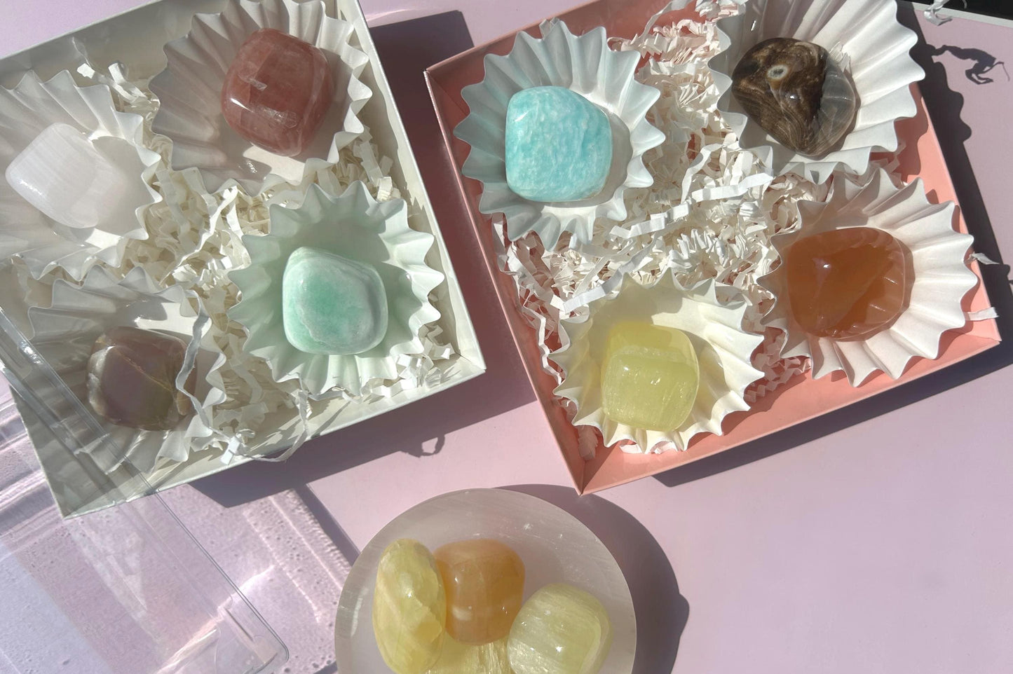 Blue Calcite Polished Crystal Tumbled Stone Calm Sky Blue Decorative Accent home  Bathroom display gift Baby shower gift Bridesmaid Gift