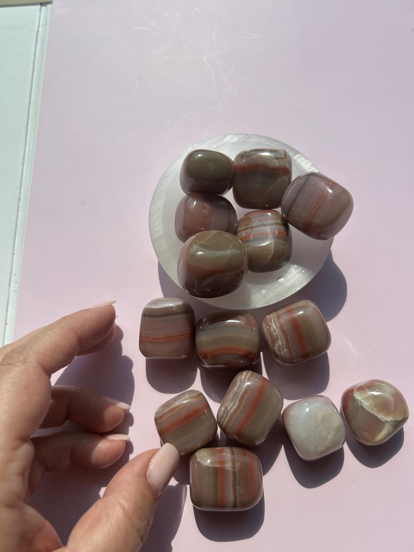 Banded Rose Calcite Polished Crystal Tumbled Stone Unique Rose Decor Baby Shower Gift Lover Mother of the Bride Teacher Yoguis Rose Crystal